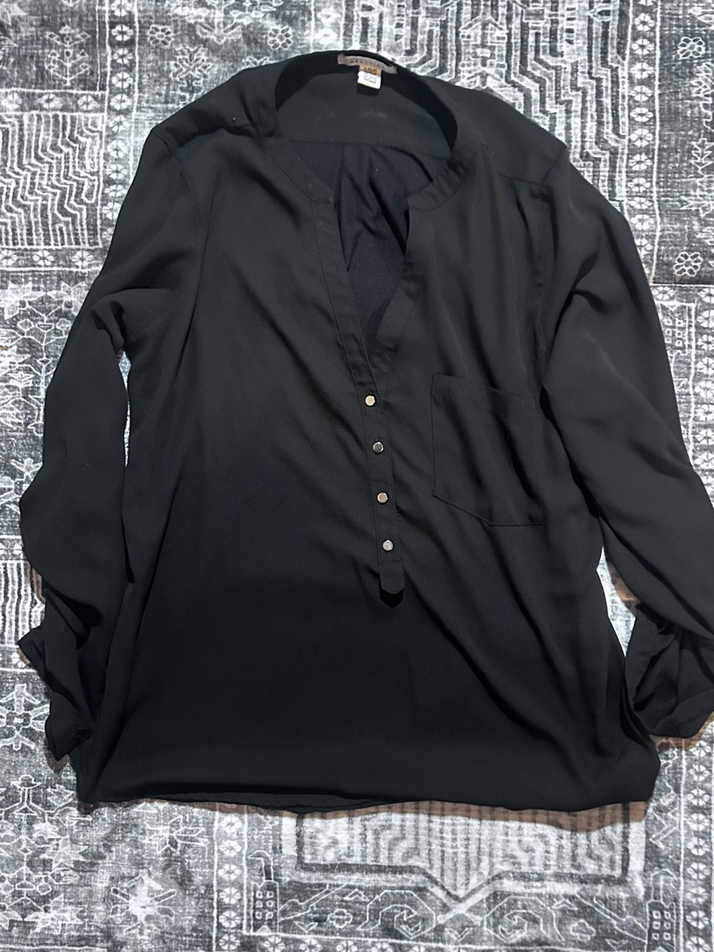 Kenneth Cole Reaction Men's Black Long-Sleeve Henley Shirt